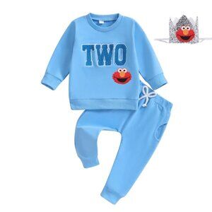 Sesame Street Sweater Cookie Second Birthday Elmo Outfit Clothes Leggings